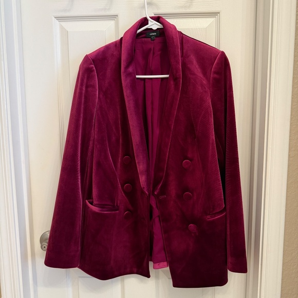 Express Magenta Pink Velvet Blazer - Picture 5 of 15